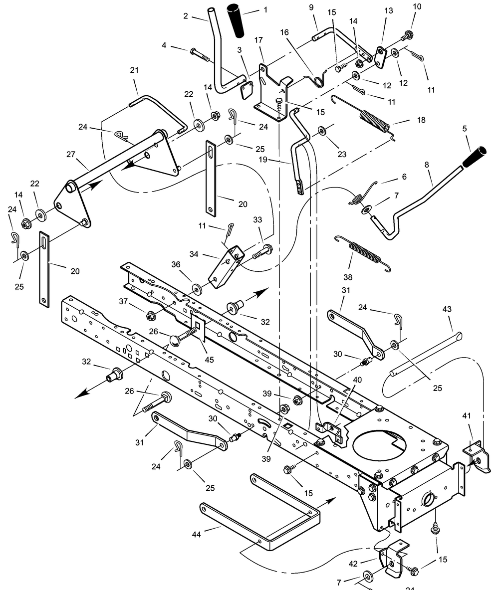 Mower Housing Suspension Diagram and Parts List for 465604X50A 2003 Briggs and Stratton Lawn Tractor